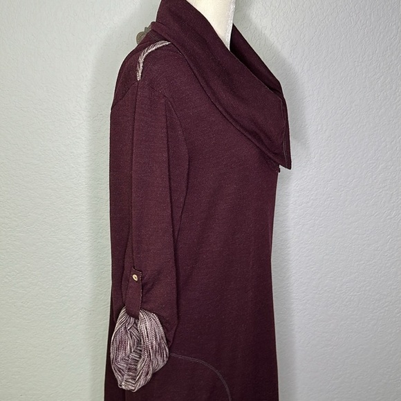 Max Edition Weekend Maroon Jersey Long Sleeve Dress Large - Picture 5 of 12